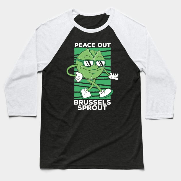 Peace Out Brussels Sprout // Cute Veggie Cartoon Baseball T-Shirt by SLAG_Creative